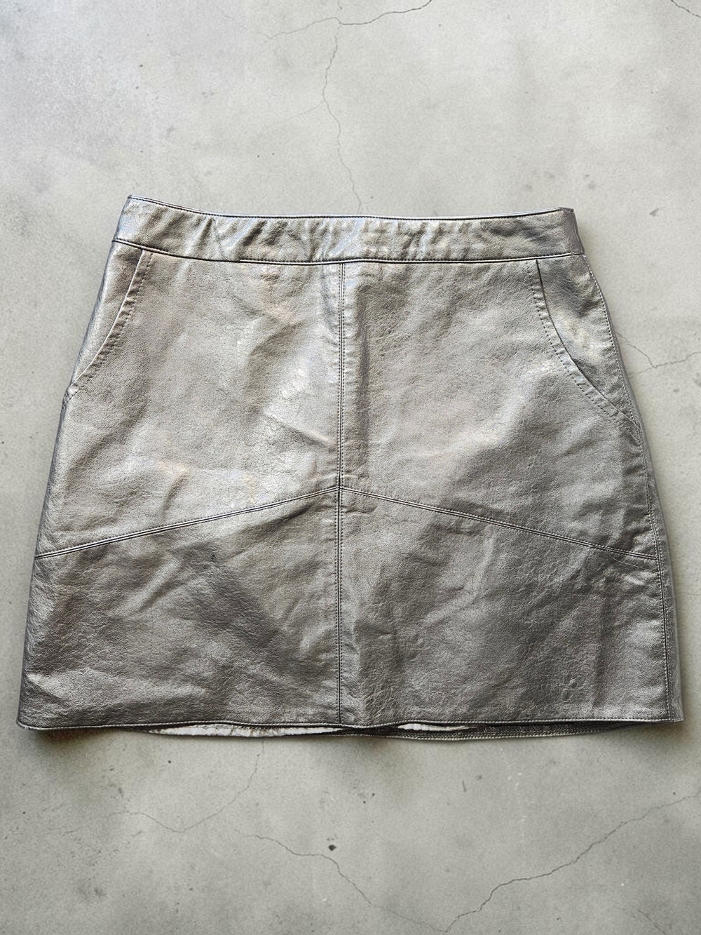Lulu's Metallic Black Leather Mini Skirt